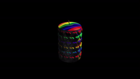 vela multicolor 3d giratoria lgbt con corazones y fondo transparente de canal alfa