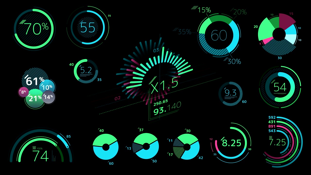 Collection of animated infographic elements