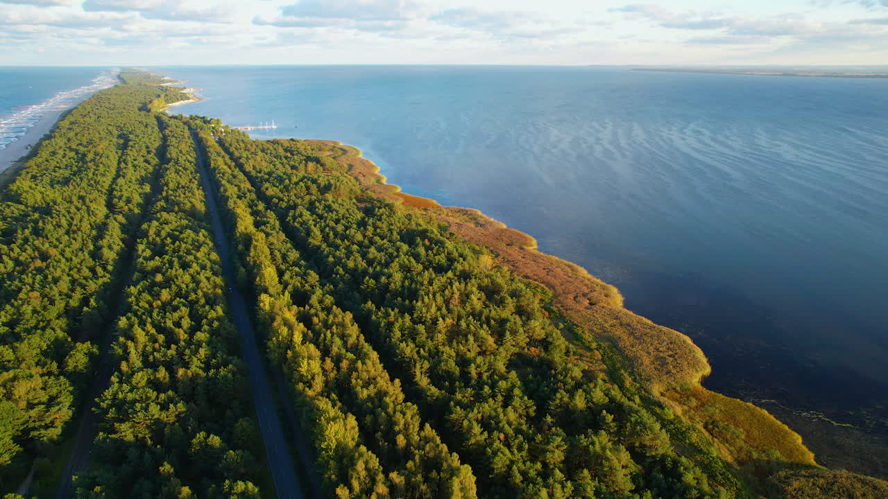 헬 반도, 폴란드, 조감도에 발트 해의 해안선
