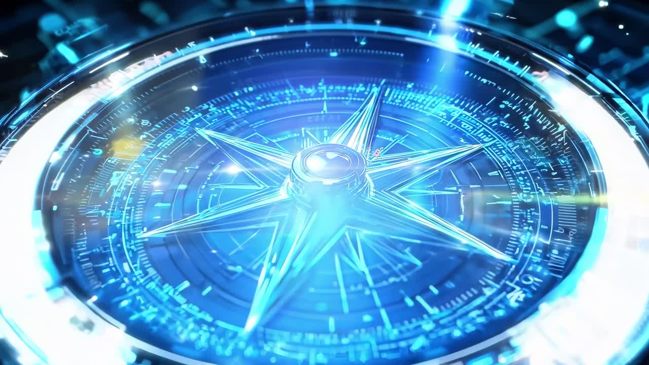 una brújula azul sobre un fondo azul