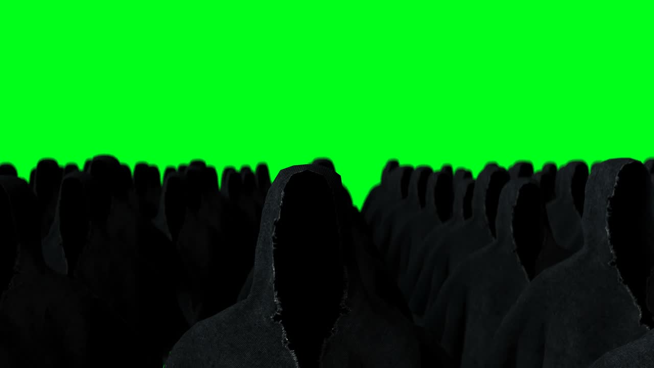 미스터리 공포 유령 애니메이션, 역동적인 후디, 고립, 현실적인 4k 녹색 화면 애니메이션