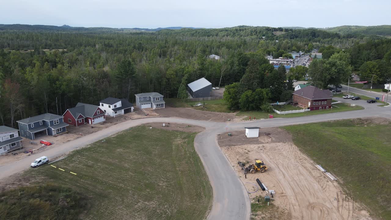 New construction of residential homes in rural Michigan near Cedar, USA