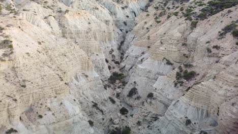 aerial view on a rock gorge mountain, gavdos island, greece