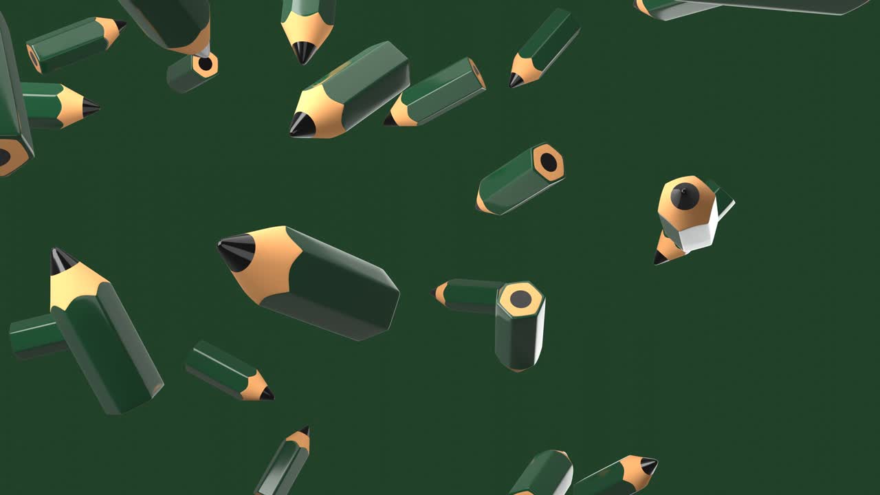 어두운 녹색 배경에 연필.