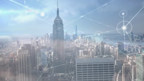 animación de redes de conexiones en el paisaje urbano