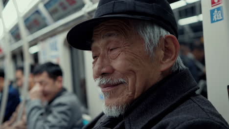 elderly man on subway