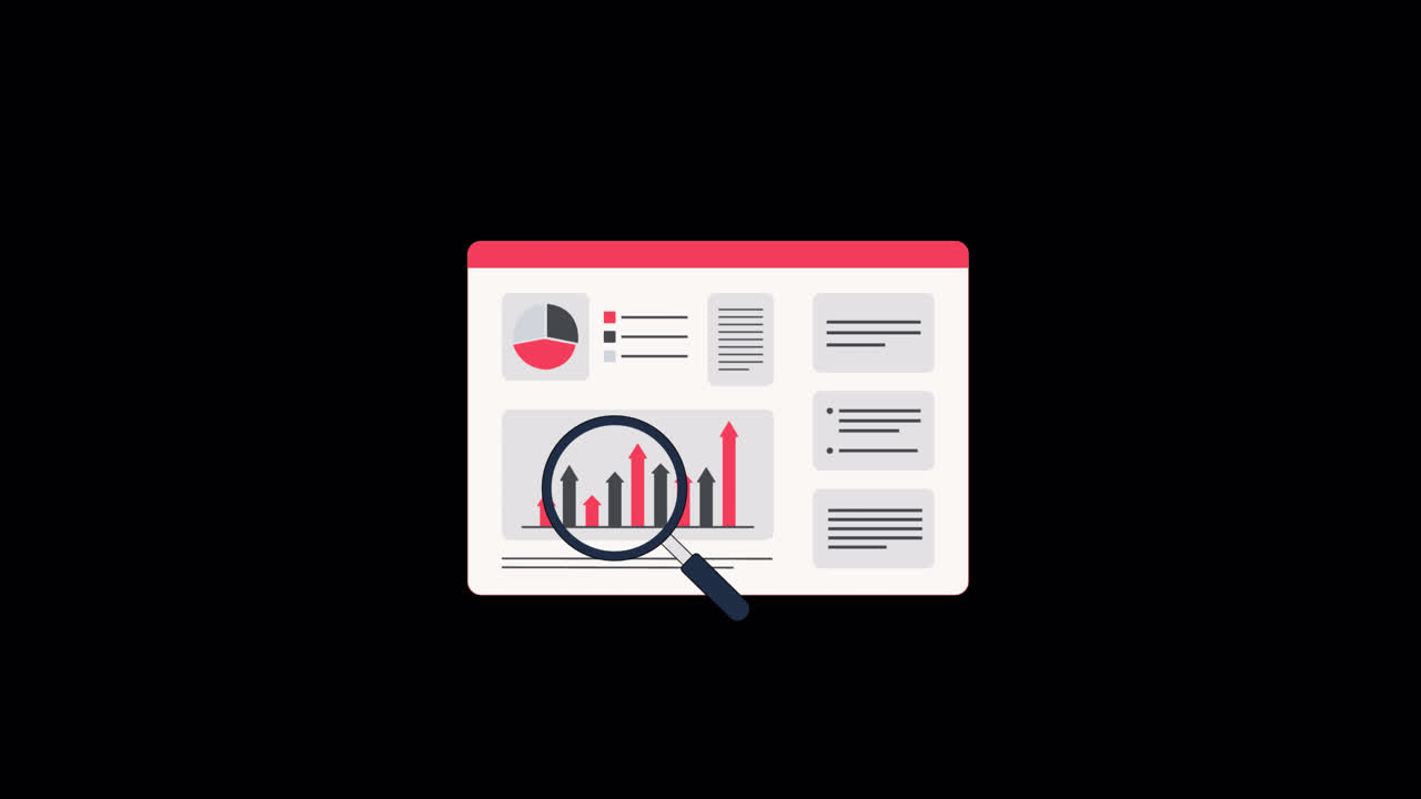 Kaca Pembesar Memeriksa Data Bisnis di Layar Digital
