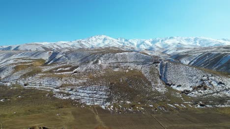 montañas cubiertas de nieve en afganistán, en un entorno sereno e invernal, paisaje aéreo de montañas cubiestas de nieve de afganistán