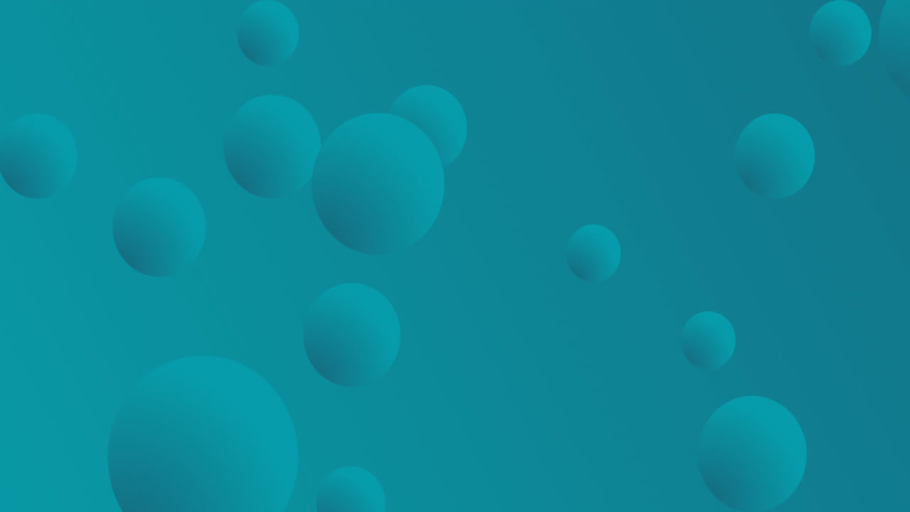 Teal balls and rows of white dots