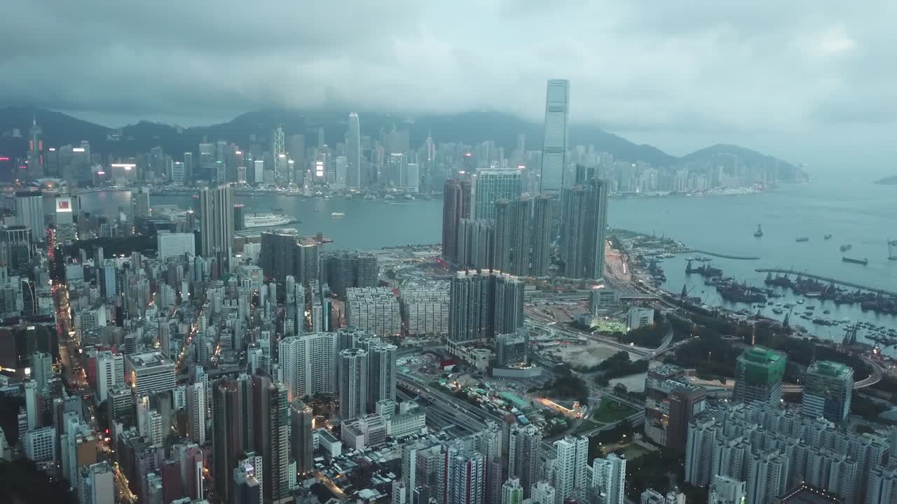 imagen aérea del distrito de kowloon en hong kong