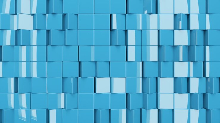 Abstract Blue Geometric Cube Pattern