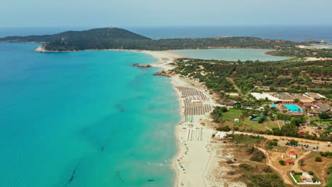 aerial view of villasimius beach in sardina, italy