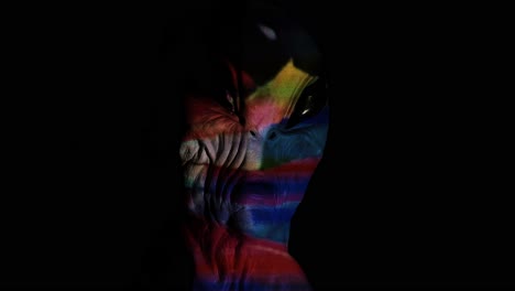 alien head with psychedelic lighting