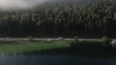camper van parked by austrian lake