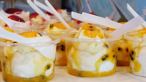 passionfruit and strawberry dessert cups