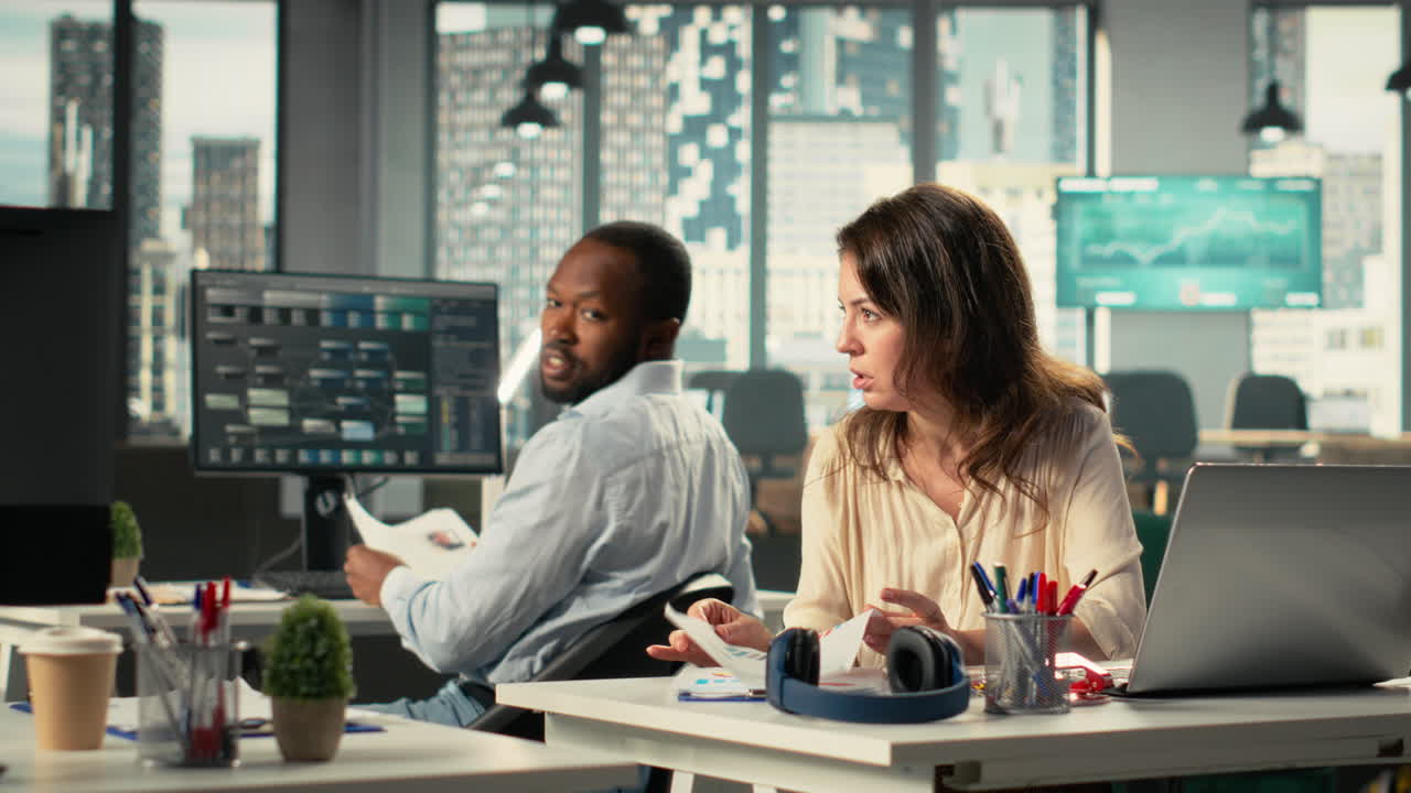 Vertical Video Corporate employees collaborating on planning and business strategy