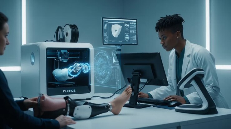 An Innovatively Designed 3D Printer in Use Within a State-of-the-Art Laboratory, Showcasing Advanced Robotic Prosthetics and Cutting-Edge Technology for Medical Solutions