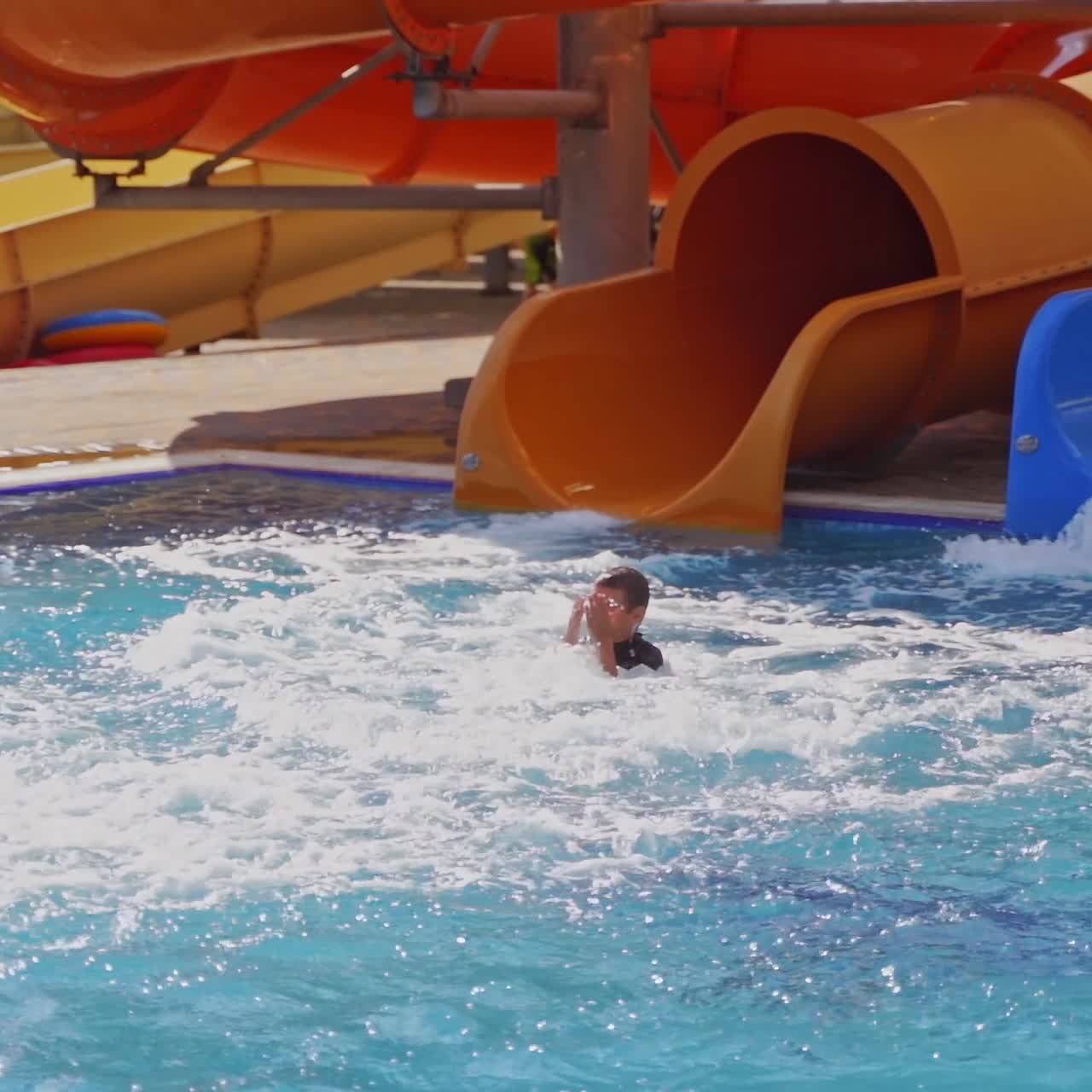 Slider in swimming pool