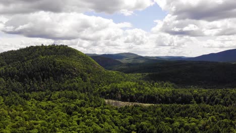 birds eye view of a river in the landscape in maine usa