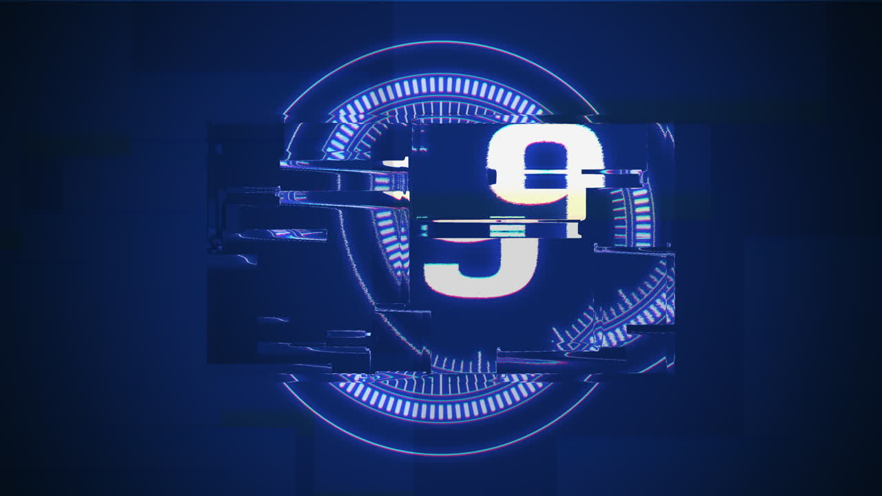 蓝色动画数字电影倒计时 现代风格的抽象背景 1