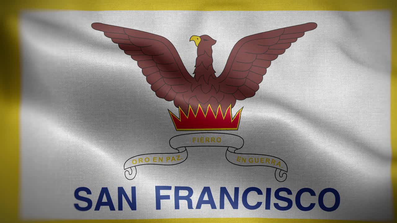 san francisco, california, estados unidos, la bandera de los estados unidos, el fondo de bucle 4k.
