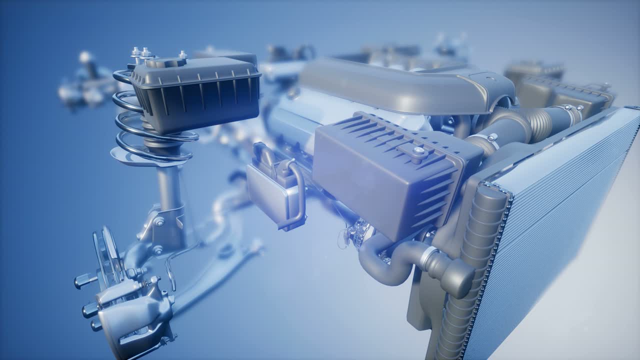 자세한 자동차 엔진 및 다른 부품