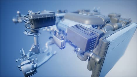 motores de automóviles detallados y otras piezas