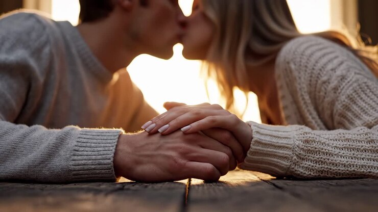 Coppia romantica baci