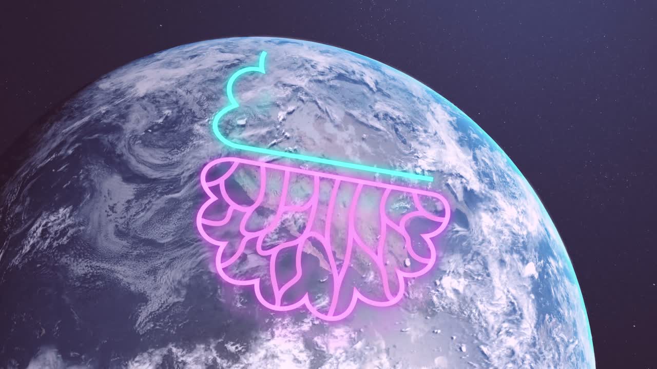 анимация обработки данных по всему миру