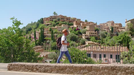 hipster traveler walking in old town