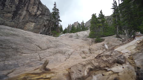 slow motion rocky landscape with mountain and water