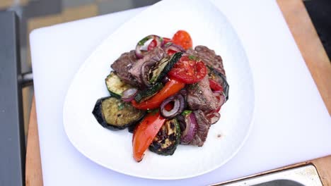 grilled steak and vegetable plate