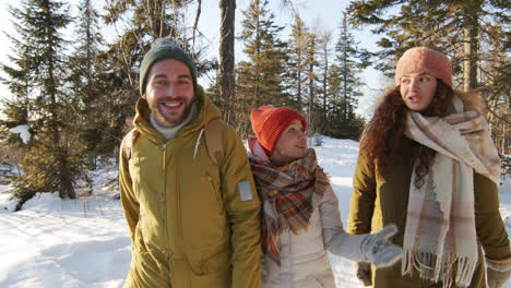 friends enjoying a winter hike