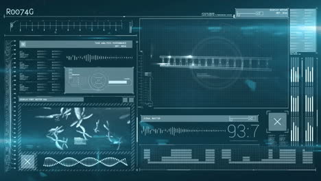 animation of dna strand spinning and medical data processing