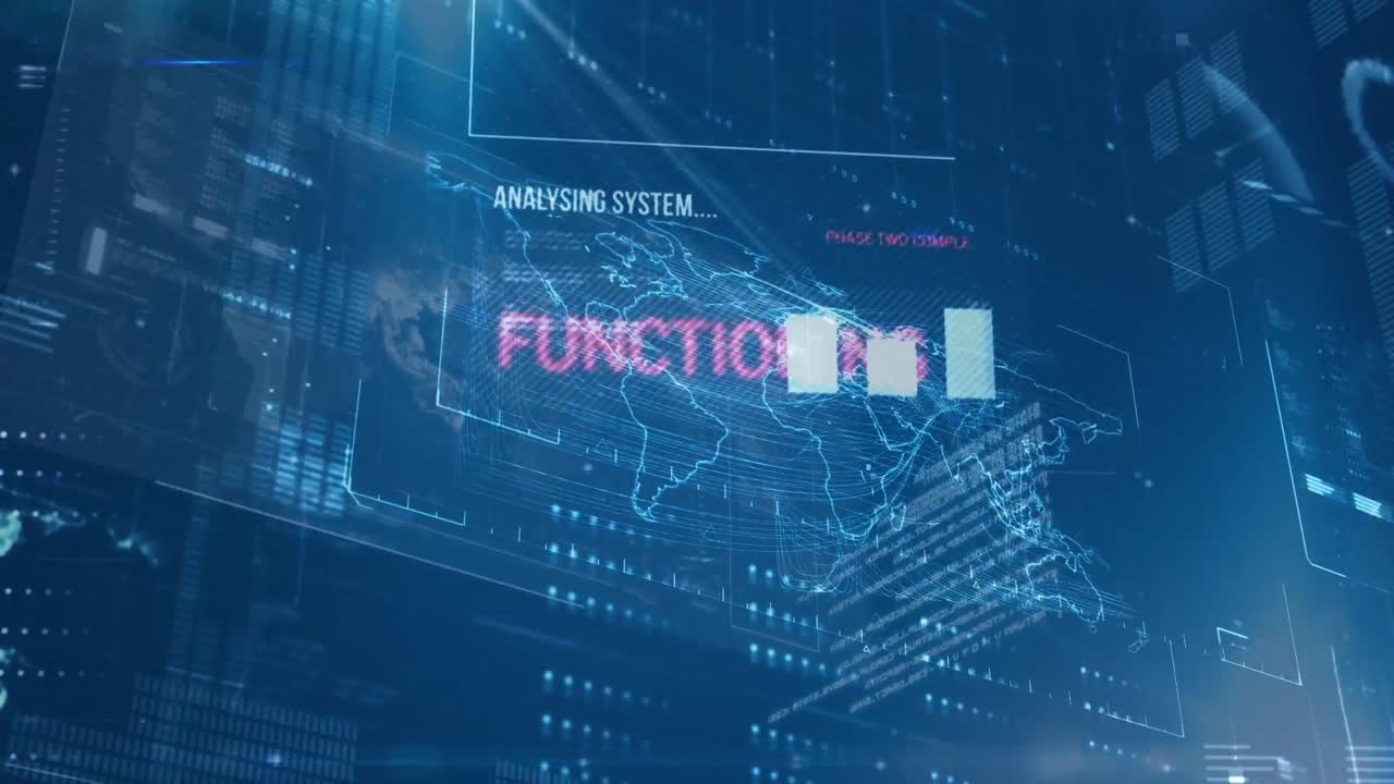 파란색 배경 위의 데이터 처리 애니메이션