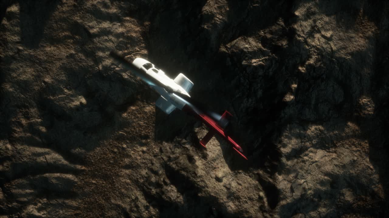 바위 사막 위 의 느린 움직임 의 헬리 ⁇ 터