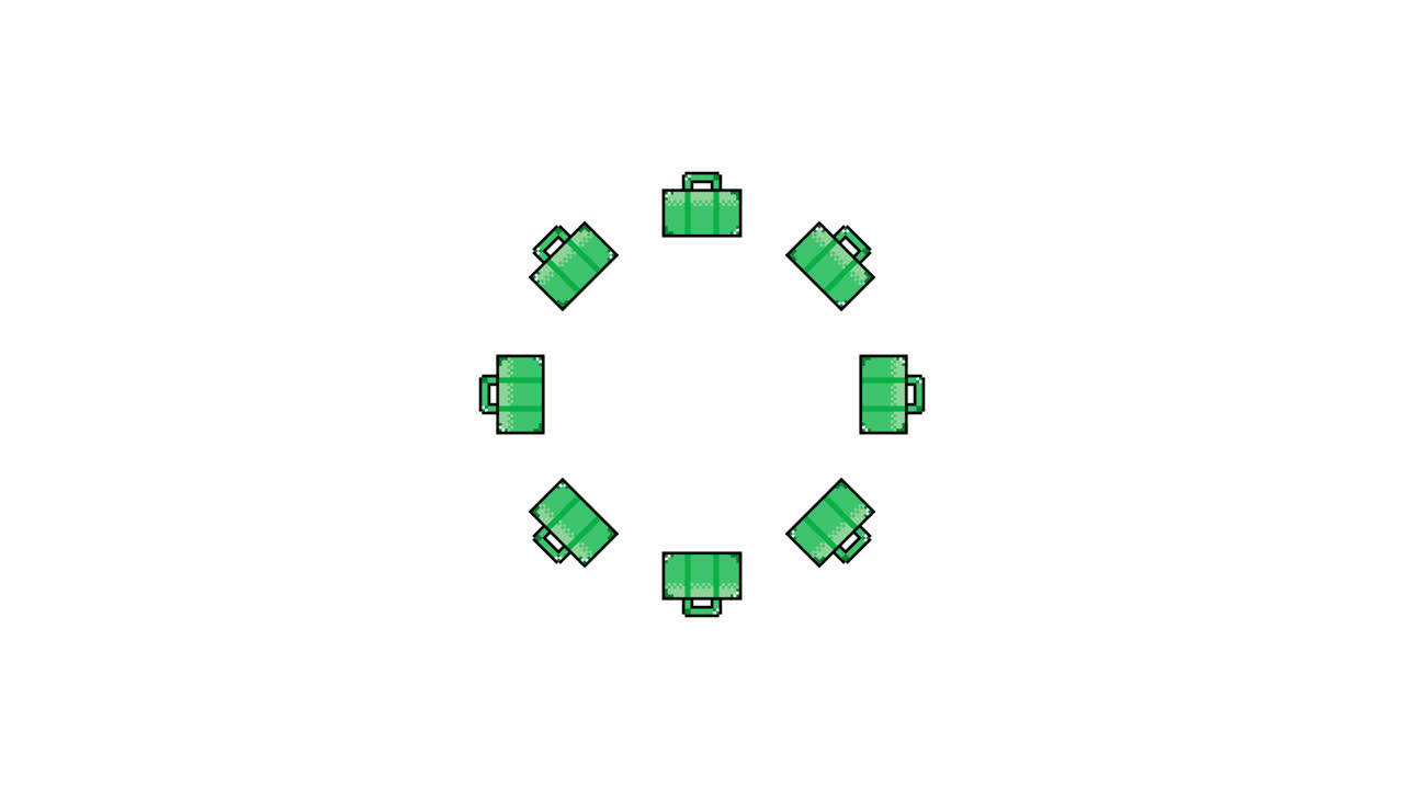 Pixel Art Suit case Spinning Circle Animated Overlay Transparent 30fps (5)