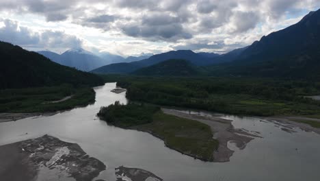 fraser river valley, low water levels with sandbars showing. bc, canada