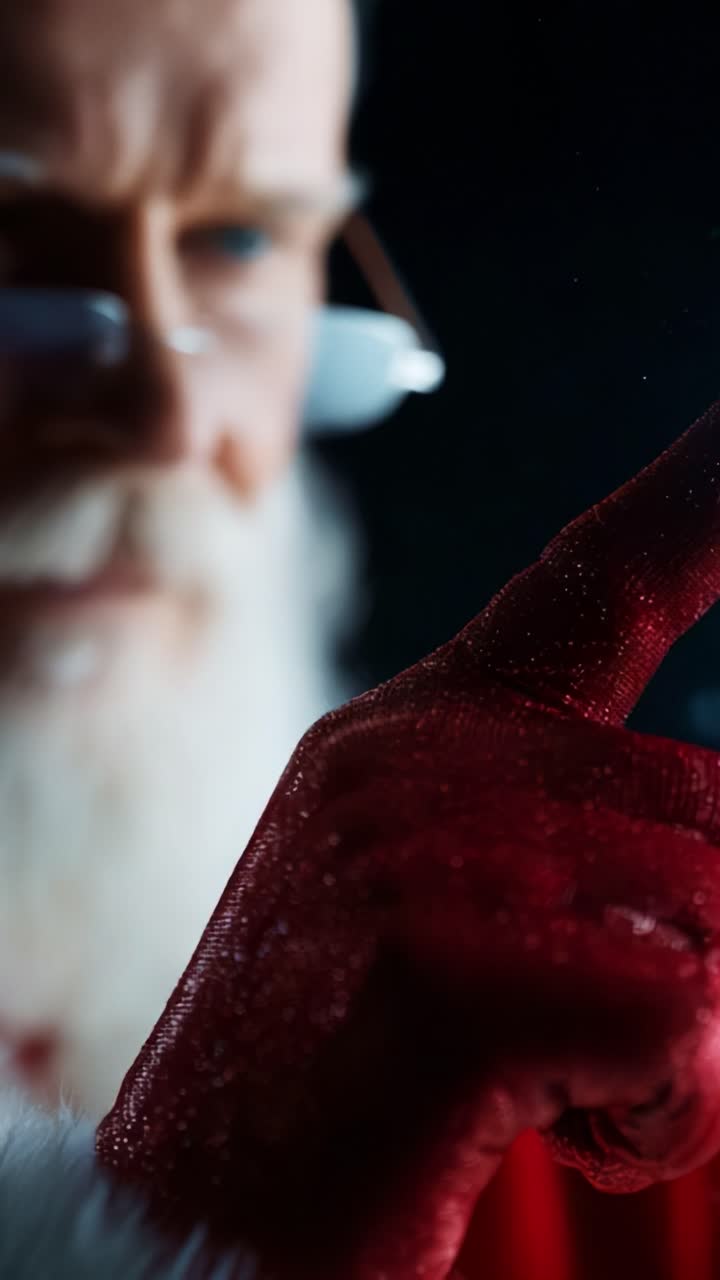 An Enigmatic Santa Claus Illuminates the Dark with a Playful Gesture, Combining Traditional Symbolism with Fantastical Elements in a Magical Display of Light and Innovation, Capturing the Imagination of All Ages