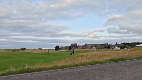 clouds moving over iconic golf course and clubhouse