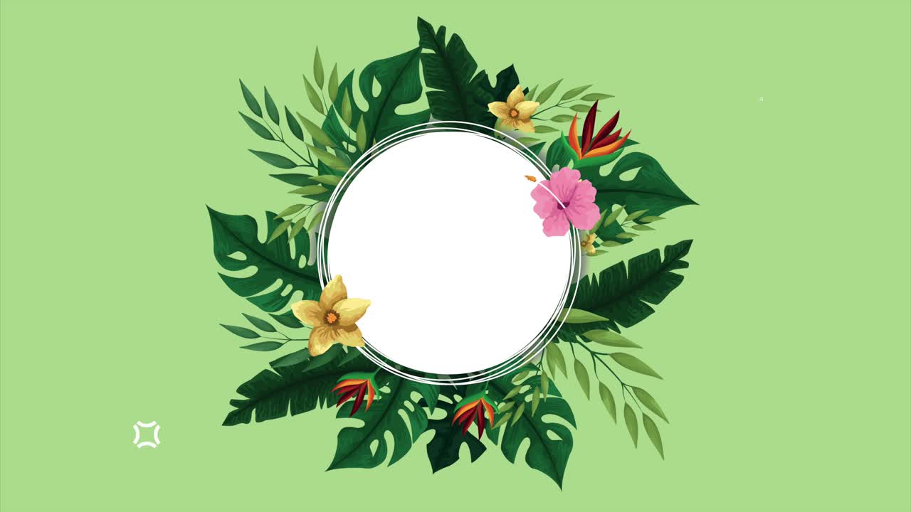 tropical flowers circular frame