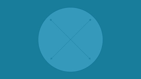 animation of business text financial data processing over circle on blue background