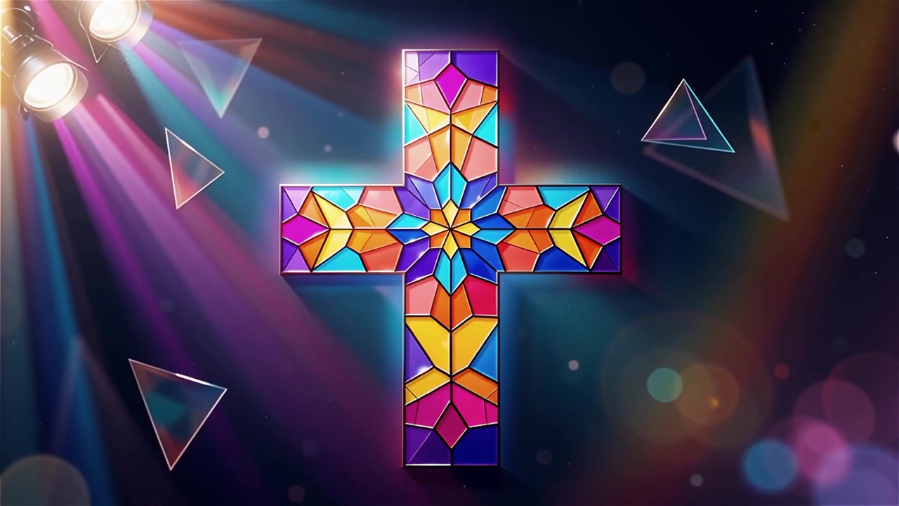 Cruz Cristiana con Luz Celestial, Fondo para Adoración.