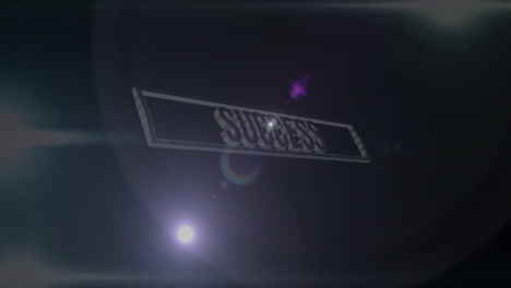 success text animation over dark background with lens flare effects