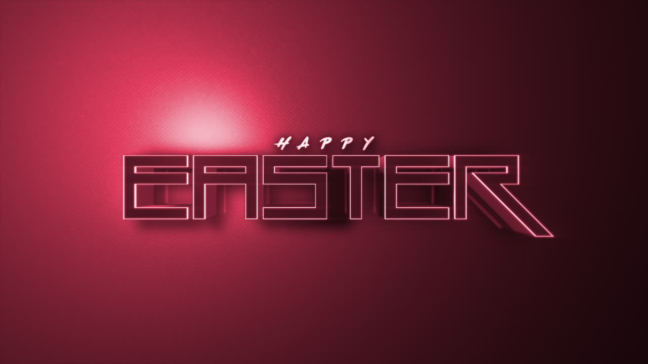 el neón festivo de la feliz pascua brilla sobre un fondo rojo vibrante