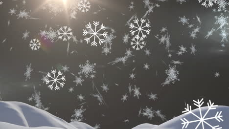 animatie van sneeuw die op een donkere achtergrond valt
