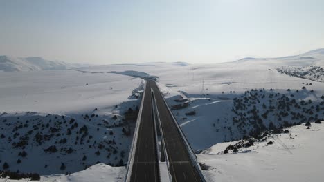 bridge in a snowy winter