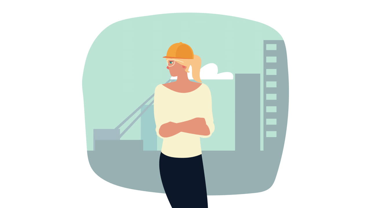 Professional blond female architect animation | Premium Stock Video Footage