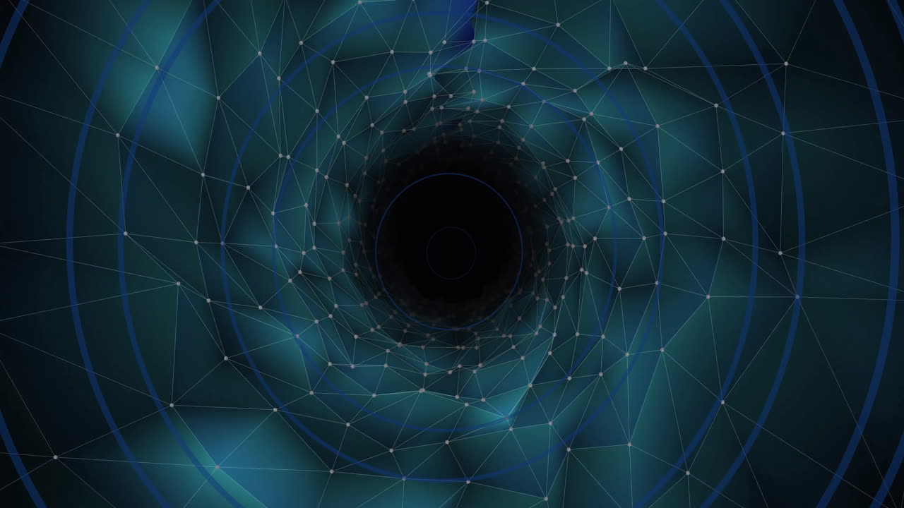 Animation of tunnel with network of connections on black background
