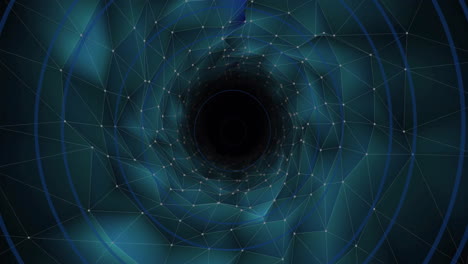 animation of tunnel with network of connections on black background